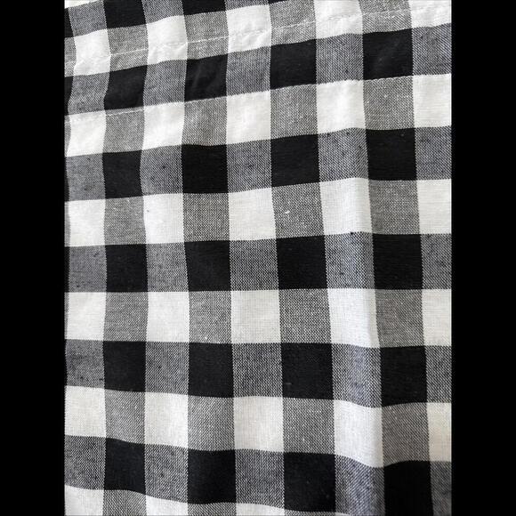2 Buffalo Plaid Kitchen Curtains Valance Black White Check Crochet Trim 15x58”​ - Picture 3 of 5
